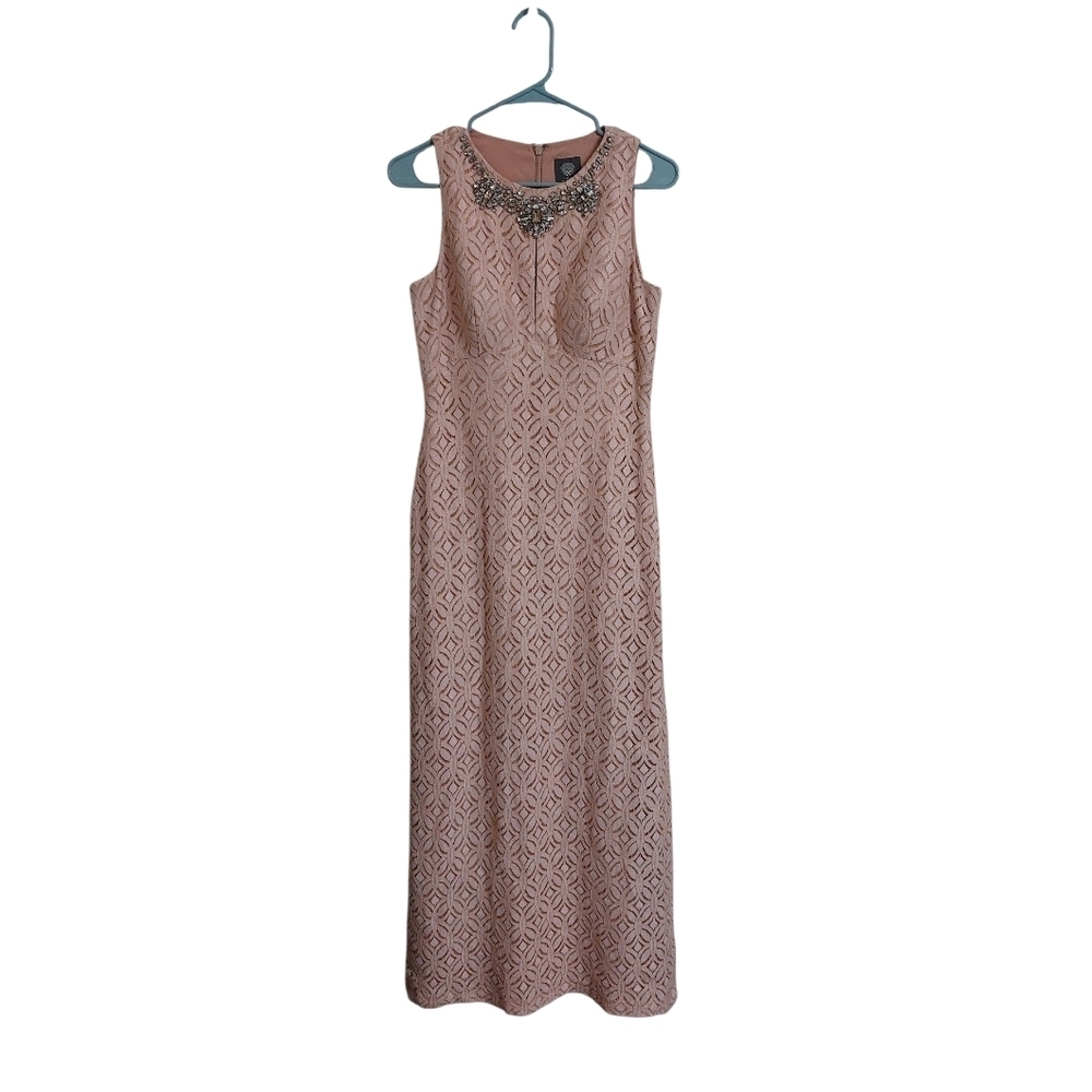Vince Camuto Blush Geometric Lace Formal Dress